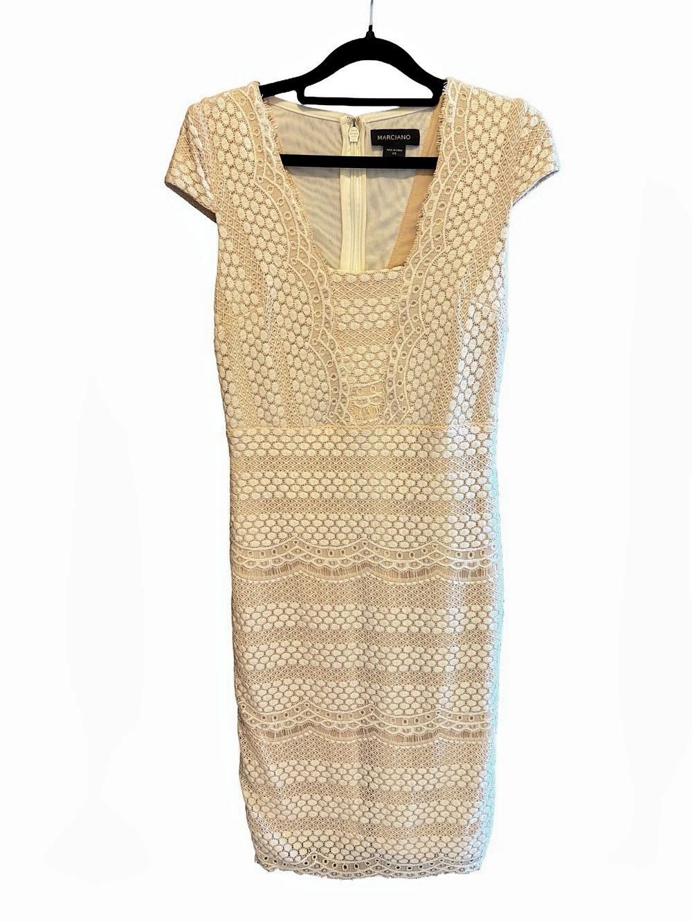 Marciano by Guess Beige Cream Crochet Lace Bodycon Sheath Dress XS / TP